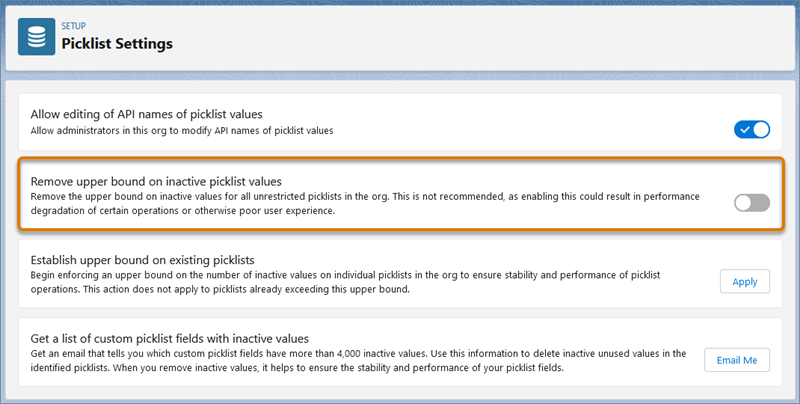 Salesforce Preparation modifications page parametres de liste de selection - Image source : https://help.salesforce.com