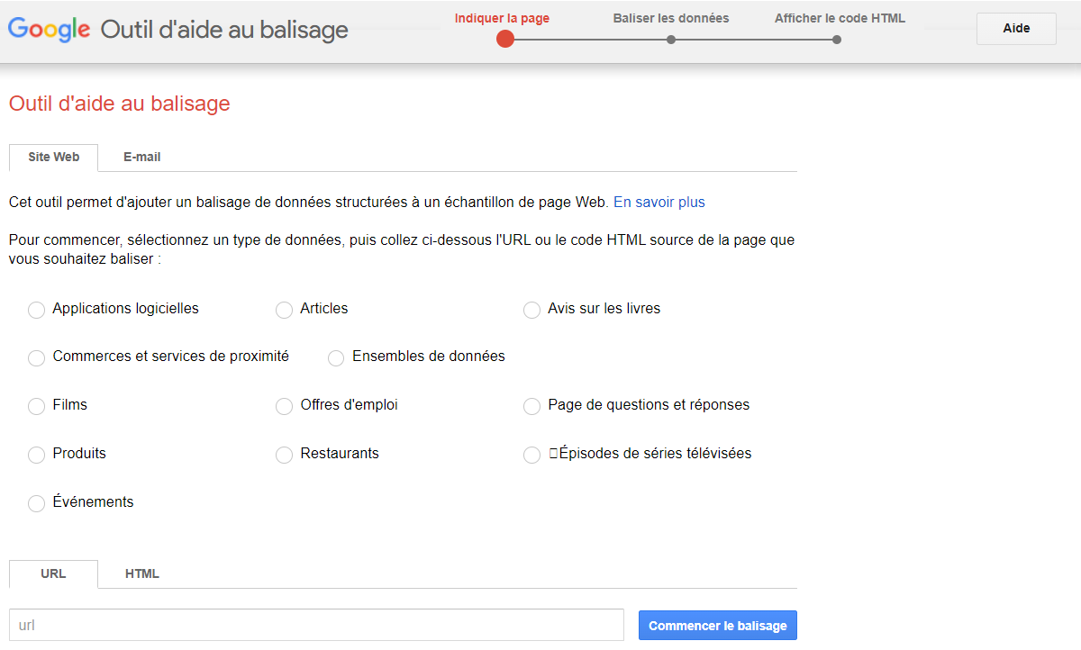 Outil aide balisage Google