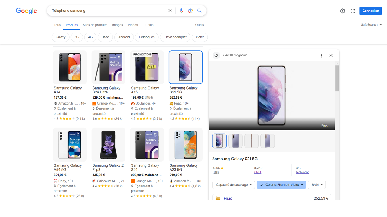 Google Serp Product tab